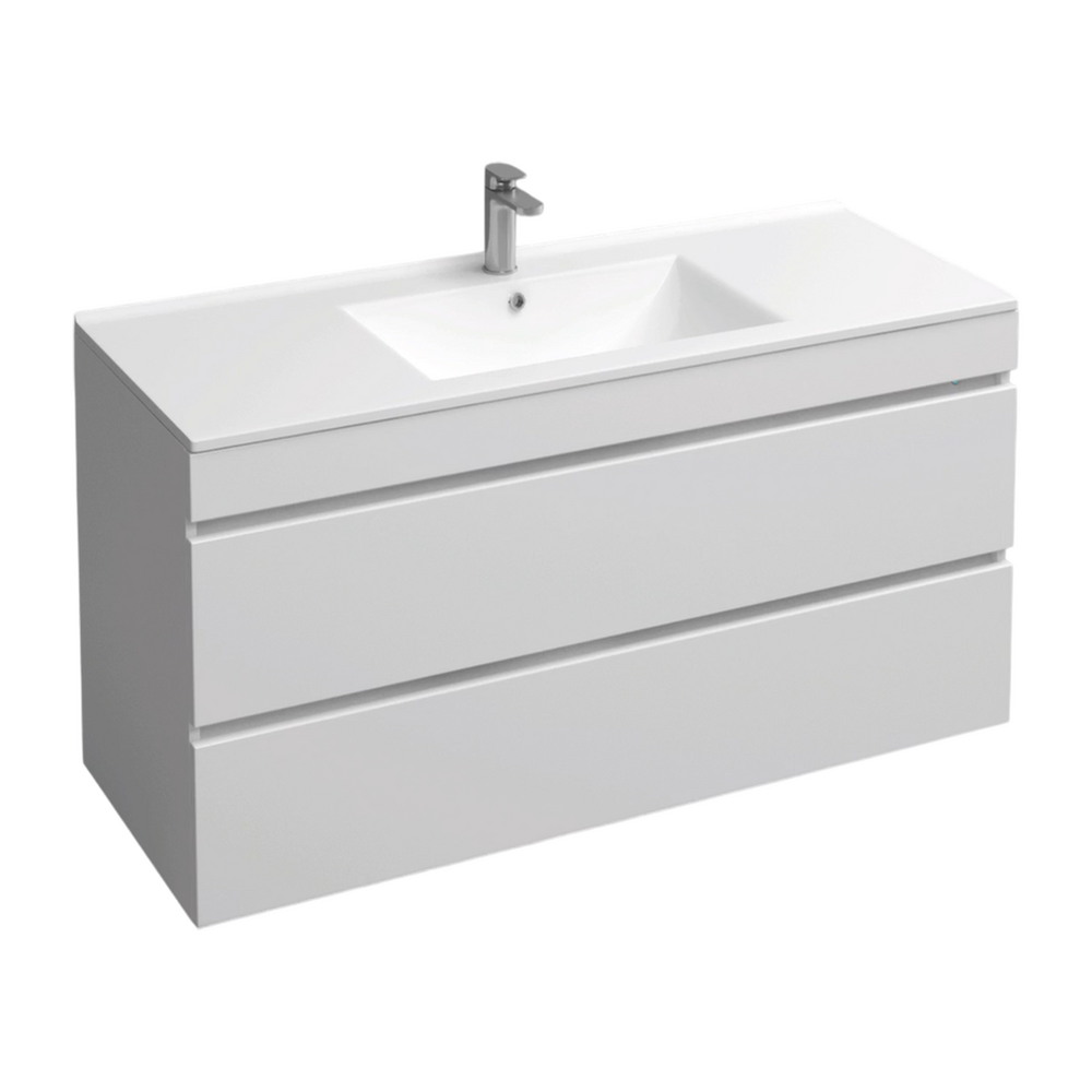 Подстолье подвесное Holler "Aura-100" (белый) с подсветкой 2 ящика под раковину "Holler E100" 1012х580х450