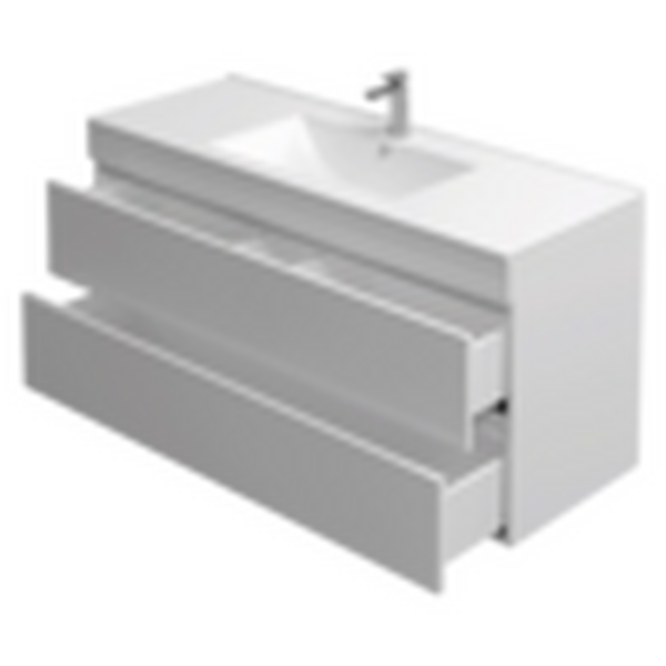 Подстолье подвесное Holler "Aura-120" (белый) с подсветкой 2 ящика под раковину "Holler E120" 1212х580х450