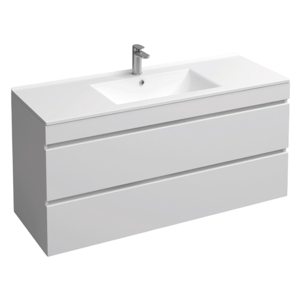 Подстолье подвесное Holler "Aura-120" (белый) с подсветкой 2 ящика под раковину "Holler E120" 1212х580х450