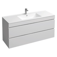 Подстолье подвесное Holler "Aura-120" (белый) с подсветкой 2 ящика под раковину "Holler E120" 1212х580х450