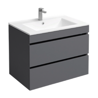 Подстолье подвесное Holler "Aura-80" (графит) с подсветкой 2 ящика под раковину "Holler E80" 812х580х450