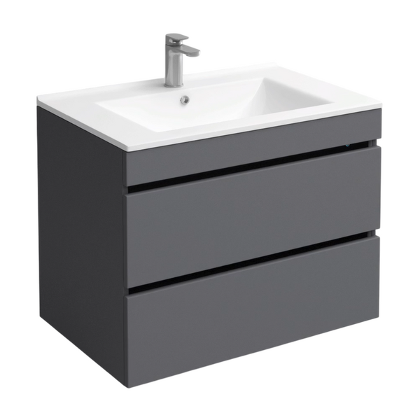 Подстолье подвесное Holler "Aura-80" (графит) с подсветкой 2 ящика под раковину "Holler E80" 812х580х450