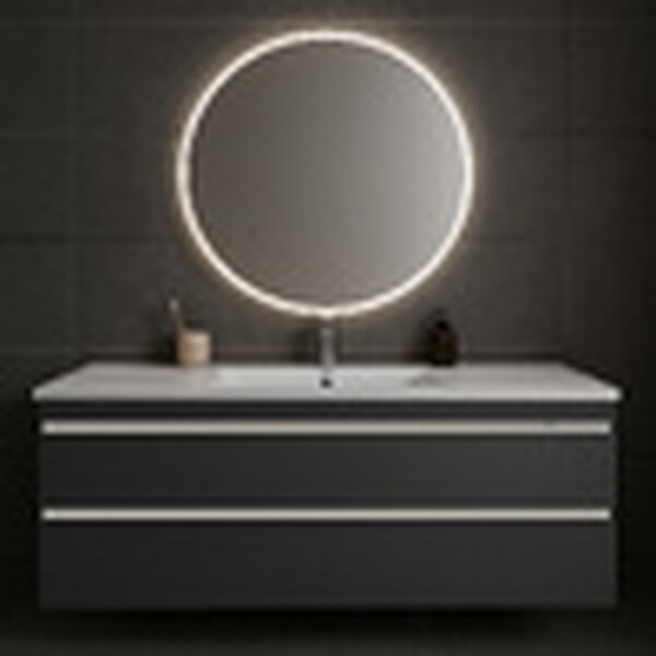 Подстолье подвесное Holler "Aura-100" (графит) с подсветкой 2 ящика под раковину "Holler E100" 1012х580х450