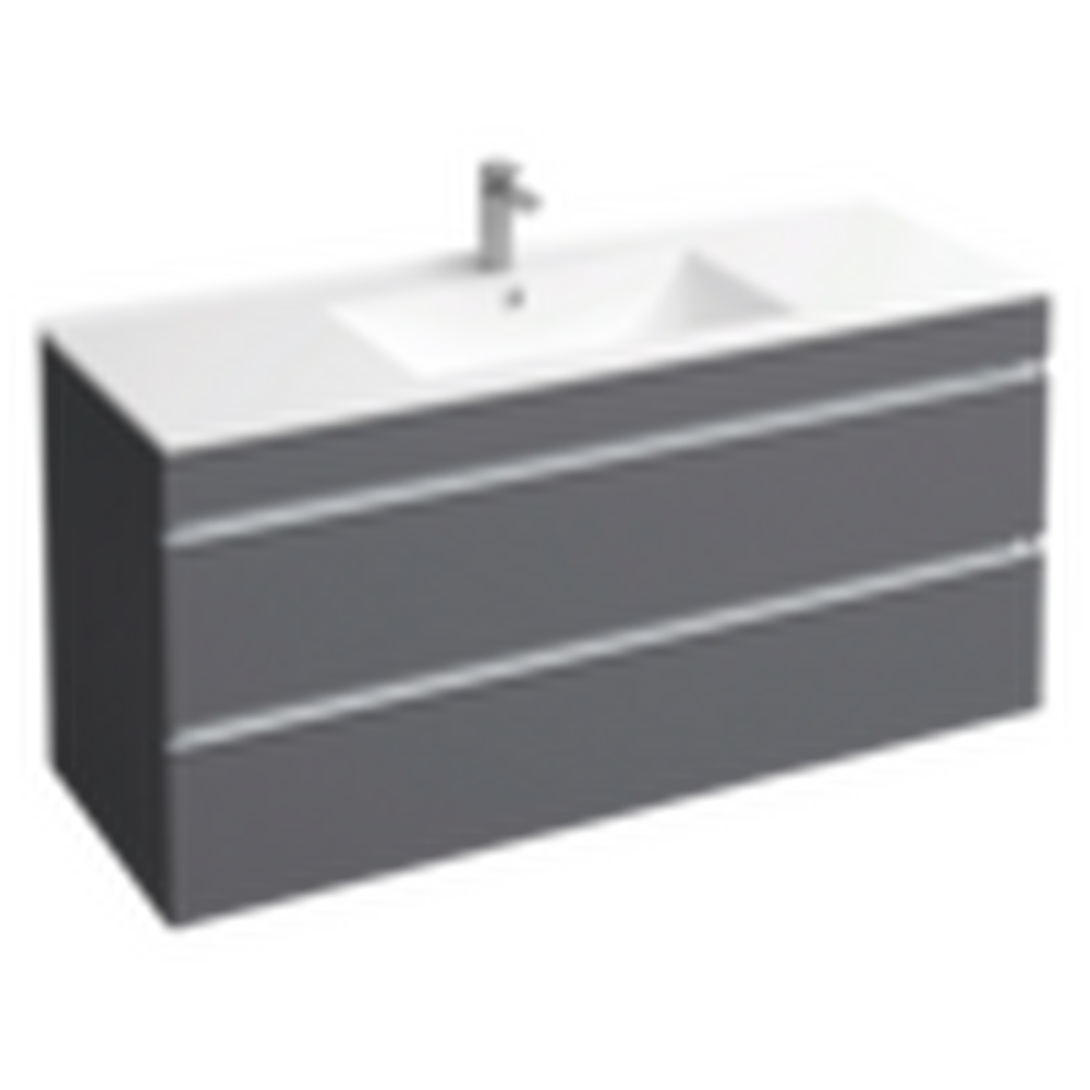 Подстолье подвесное Holler "Aura-120" (графит) с подсветкой 2 ящика под раковину "Holler E120" 1212х580х450