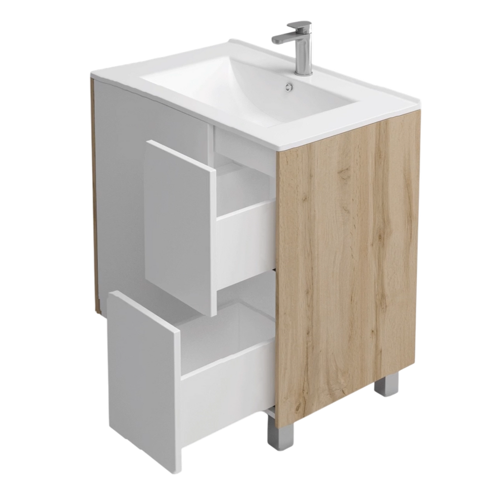 Подстолье Holler "Chic-80" Серый камень 1 дверь 2 ящика под раковину "Holler E80" 812х780х450