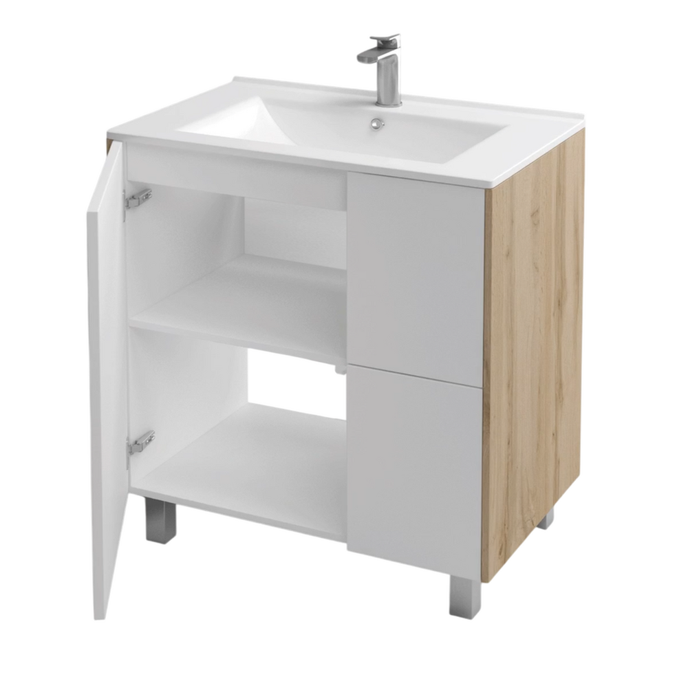 Подстолье Holler "Chic-80" Серый камень 1 дверь 2 ящика под раковину "Holler E80" 812х780х450