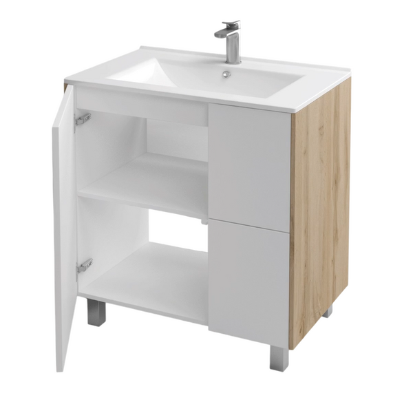 Подстолье Holler "Chic-80" Серый камень 1 дверь 2 ящика под раковину "Holler E80" 812х780х450