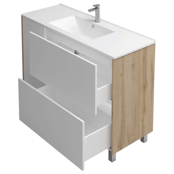 Подстолье Holler "Chic-90" Серый камень 1 дверь 2 ящика под раковину "Holler E90" 912х780х450