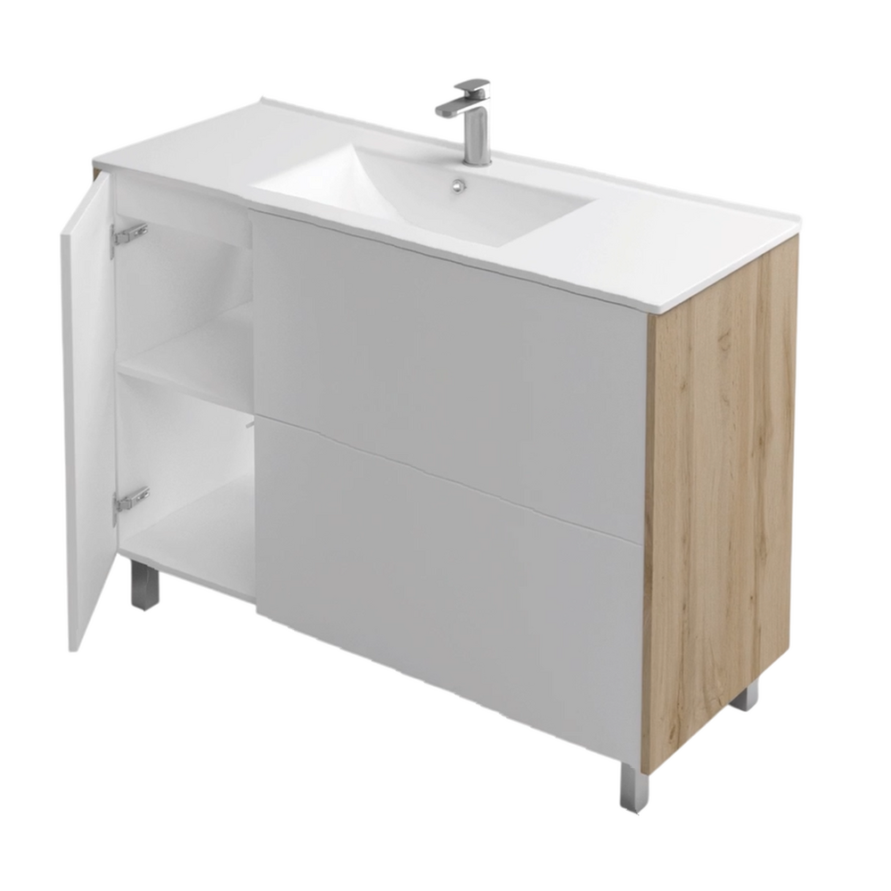 Подстолье Holler "Chic-90" Серый камень 1 дверь 2 ящика под раковину "Holler E90" 912х780х450