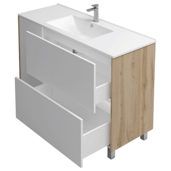 Подстолье Holler "Chic-100" Серый камень 1 дверь 2 ящика под раковину "Holler E100" 1012х780х450