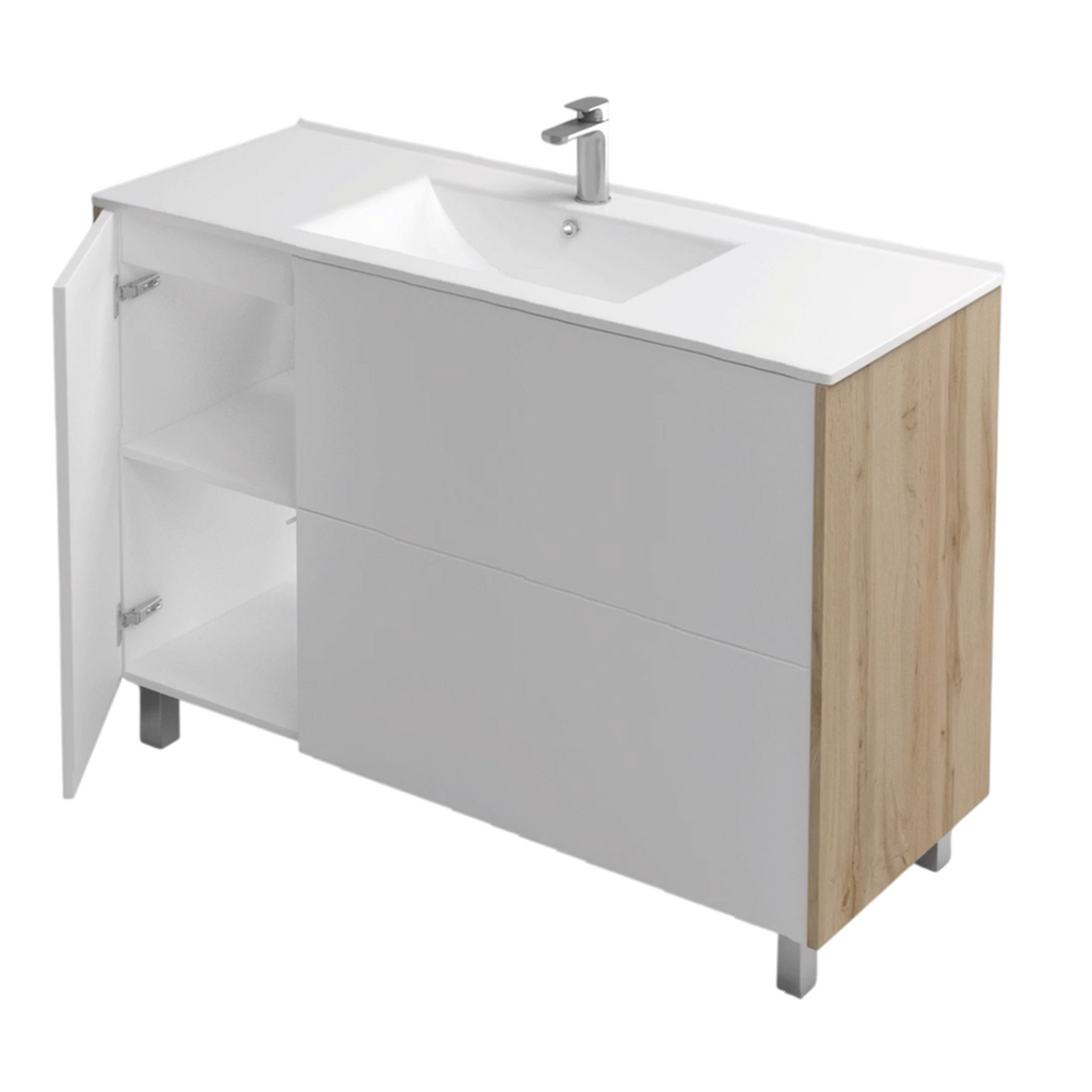 Подстолье Holler "Chic-100" Серый камень 1 дверь 2 ящика под раковину "Holler E100" 1012х780х450