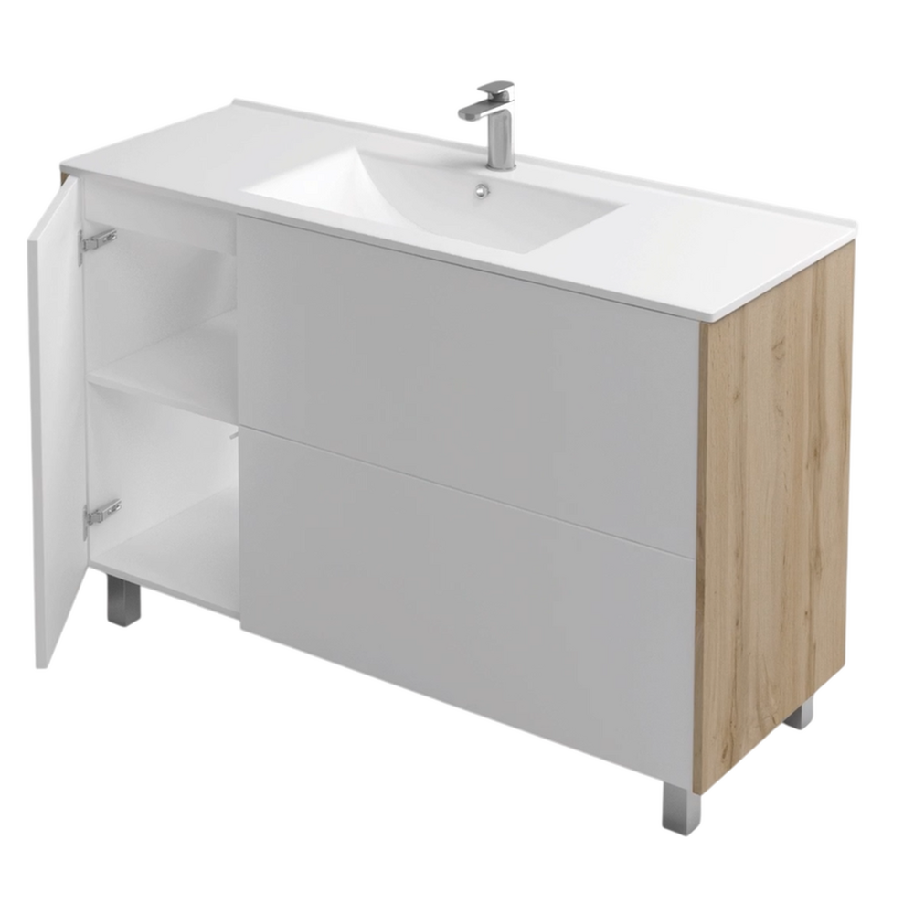 Подстолье Holler "Chic-120" Серый камень 1 дверь 2 ящика под раковину "Holler E120" 1212х780х450