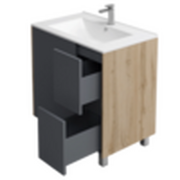 Подстолье Holler "Classy-80" (графит) 1 дверь 2 ящика под раковину "Holler E80" 812х780х450