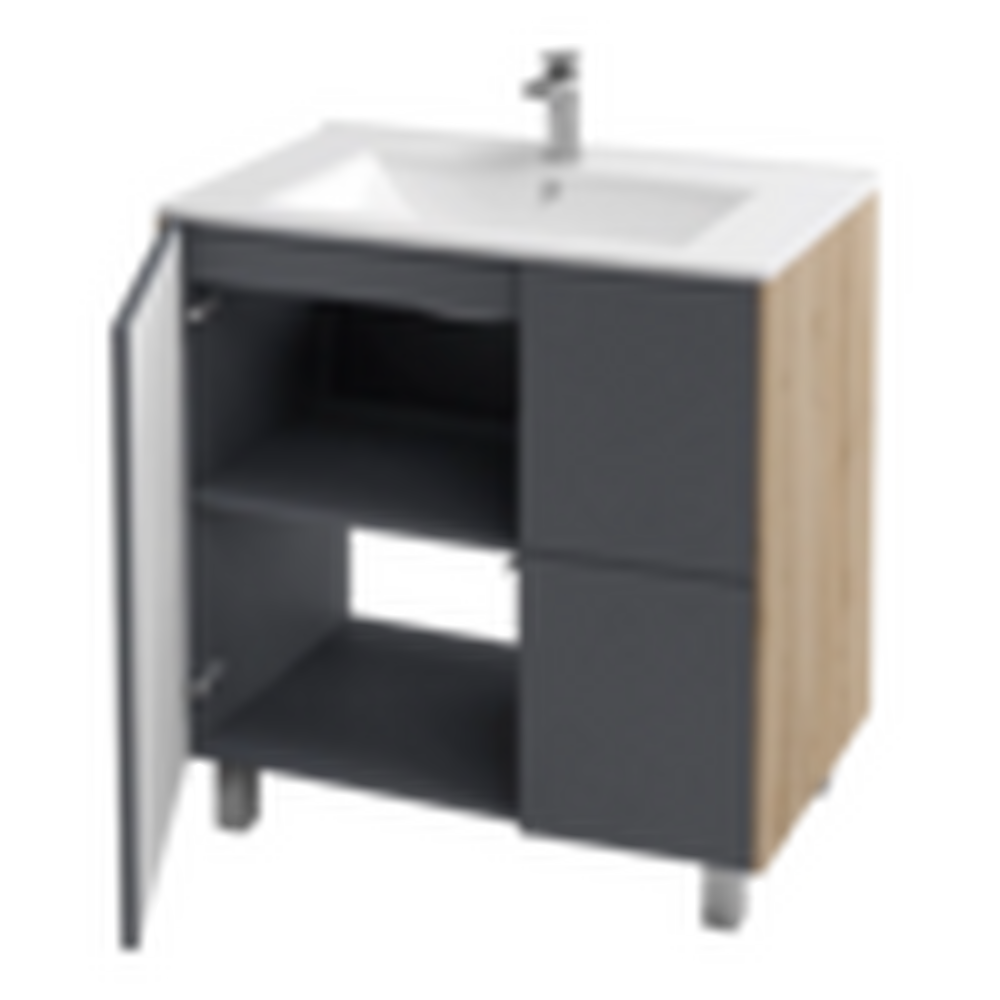 Подстолье Holler "Classy-80" (графит) 1 дверь 2 ящика под раковину "Holler E80" 812х780х450