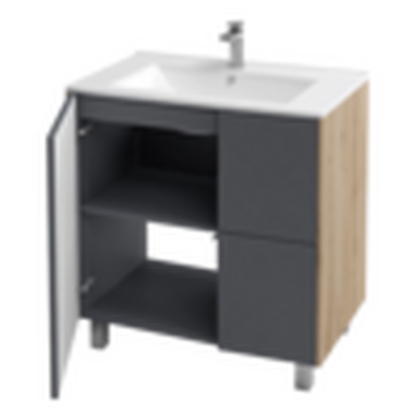 Подстолье Holler "Classy-80" (графит) 1 дверь 2 ящика под раковину "Holler E80" 812х780х450