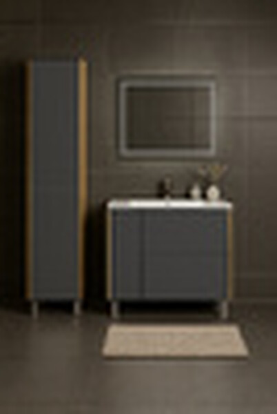 Подстолье Holler "Classy-80" (графит) 1 дверь 2 ящика под раковину "Holler E80" 812х780х450