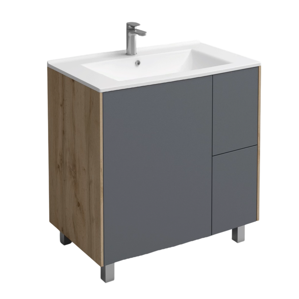 Подстолье Holler "Classy-80" (графит) 1 дверь 2 ящика под раковину "Holler E80" 812х780х450