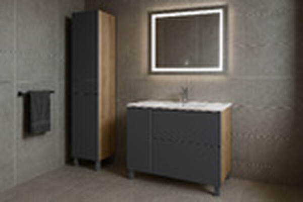 Подстолье Holler "Classy-100" (графит) 1 дверь 2 ящика под раковину "Holler E100" 1012х780х450