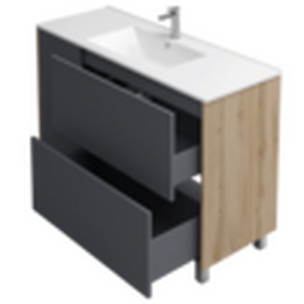 Подстолье Holler "Classy-100" (графит) 1 дверь 2 ящика под раковину "Holler E100" 1012х780х450