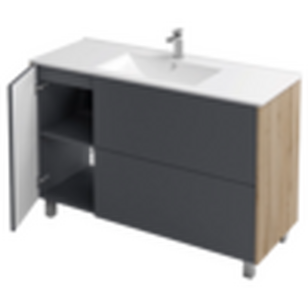 Подстолье Holler "Classy-120" (графит) 1 дверь 2 ящика под раковину "Holler E120" 1212х780х450