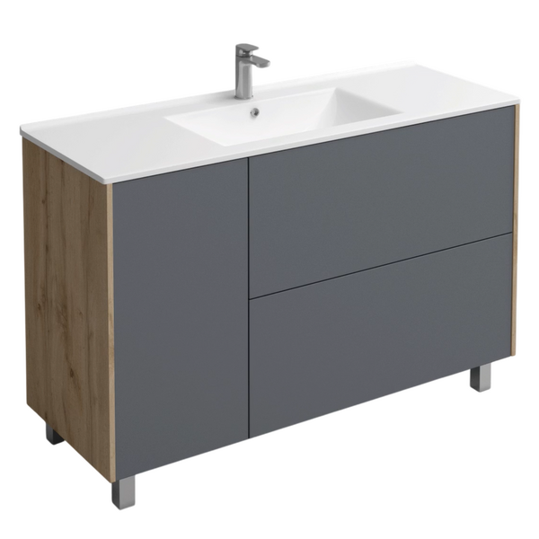 Подстолье Holler "Classy-120" (графит) 1 дверь 2 ящика под раковину "Holler E120" 1212х780х450