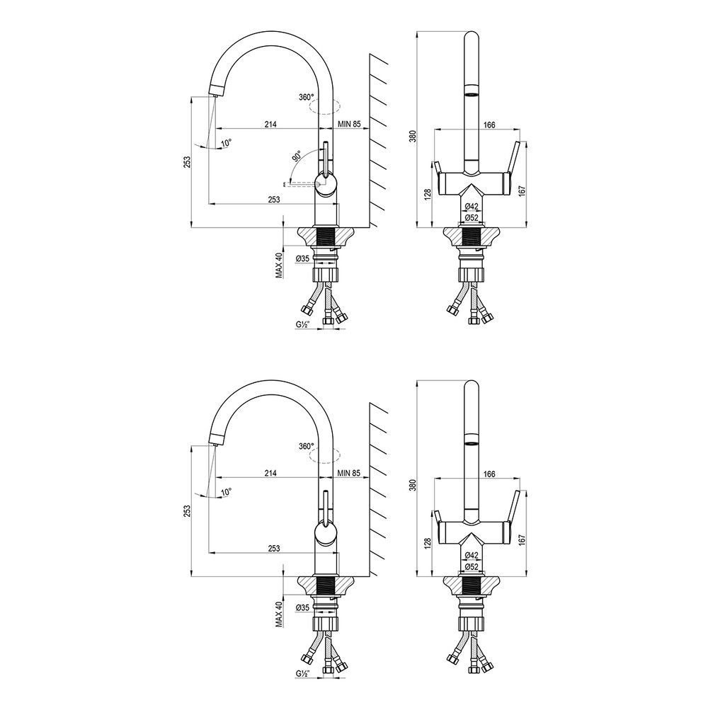 LM3861C Minima Смеситель для кухни с подключением к фильтру с питьевой водой, LEMARK							