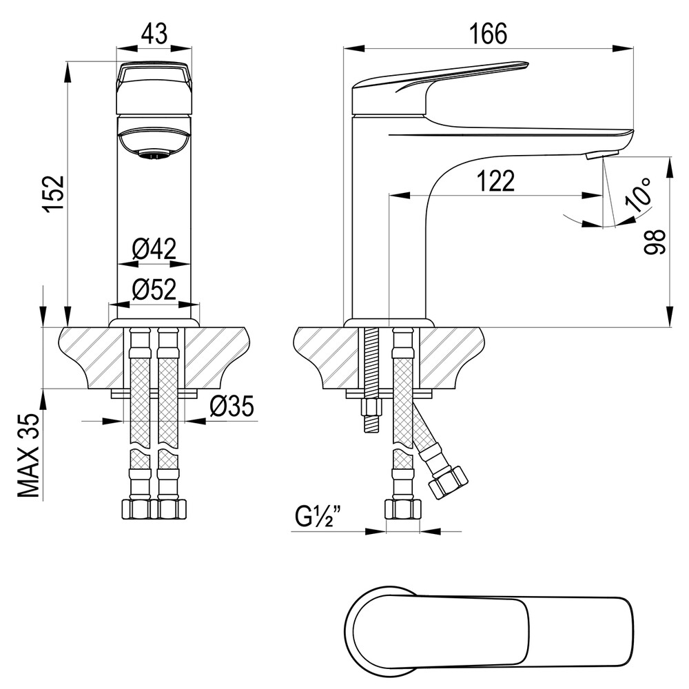 LM11406C Verba Смеситель для умывальника монолитный, хром LEMARK								