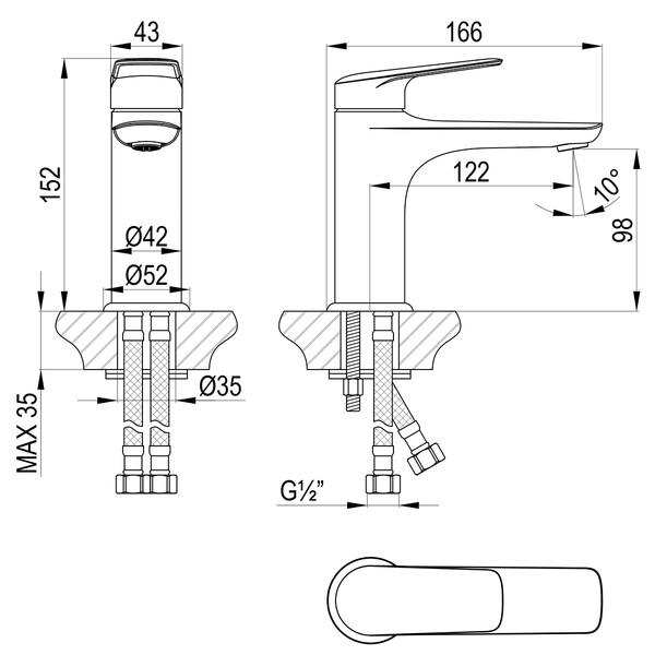 LM11406C Verba Смеситель для умывальника монолитный, хром LEMARK								