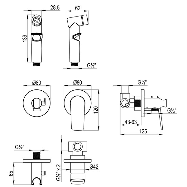 LM11419C Verba Смеситель с гигиеническим душем, встраиваемый, хром	 LEMARK							 
