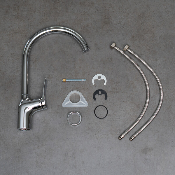 LM11305C Ortus Смеситель для кухни, с высоким поворотным изливом, хром LEMARK								 