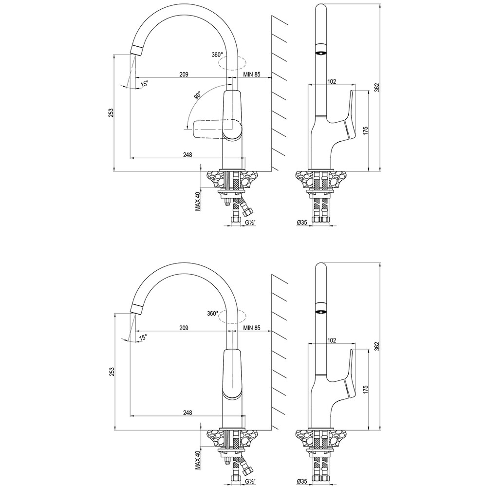 LM11305C Ortus Смеситель для кухни, с высоким поворотным изливом, хром LEMARK								 