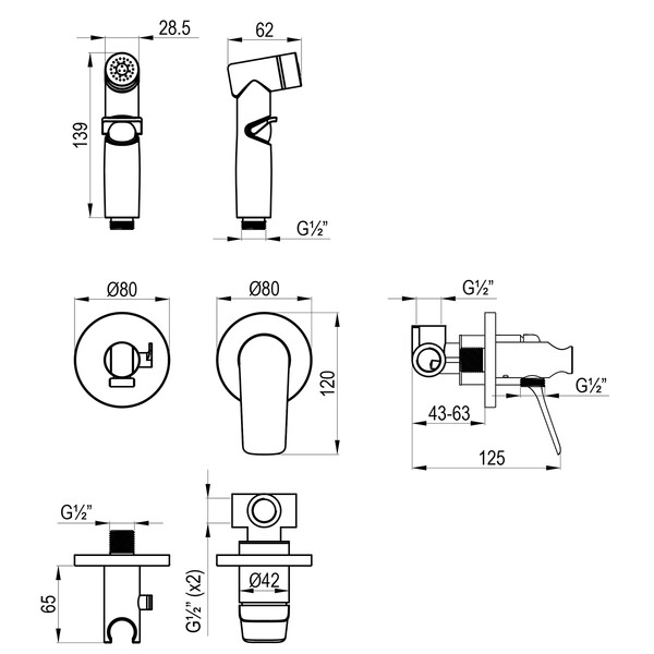 LM11319C Ortus Смеситель с гигиеническим душем, встраиваемый, хром LEMARK							