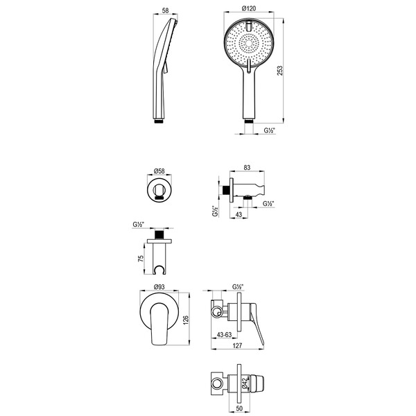 LM11335C Ortus Смеситель для душа встраиваемый, хром LEMARK								