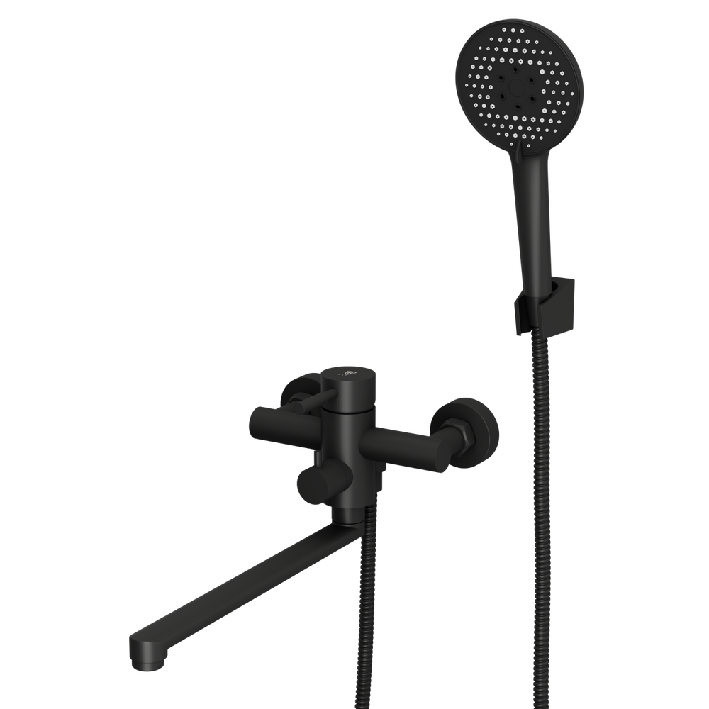 Смеситель для ванны с длинным поворотным изливом RUSH Melos SUS1101-51Black черный   РАСПРОДАЖА