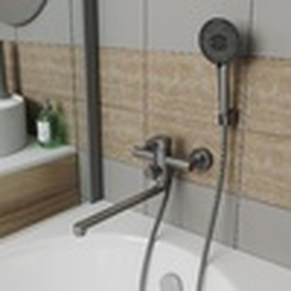 Смеситель для ванны с длинным поворотным изливом RUSH Melos SUS1101-51Grey графит