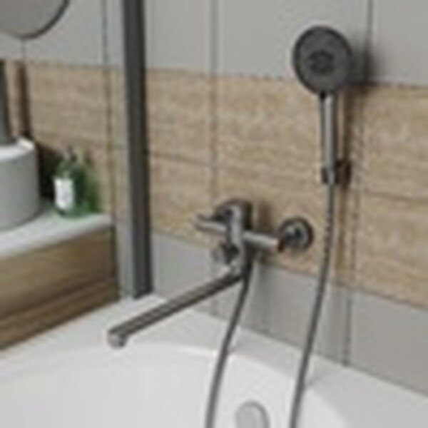 Смеситель для ванны с длинным поворотным изливом RUSH Melos SUS1101-51Grey графит
