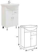 Подстолье SANTREK HOME "Венеция-55" (Белый) 1 ящик 2 двери под умывальник "Уют-55"