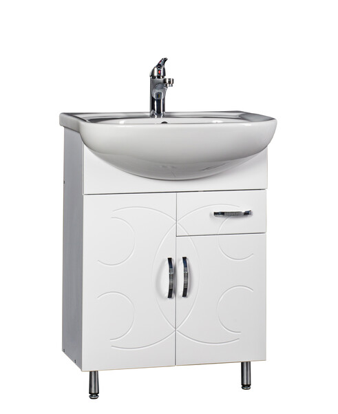 Подстолье SANTREK HOME "Турин-60" (Белый) 1 ящик 2 двери под умывальник "Уют-60"