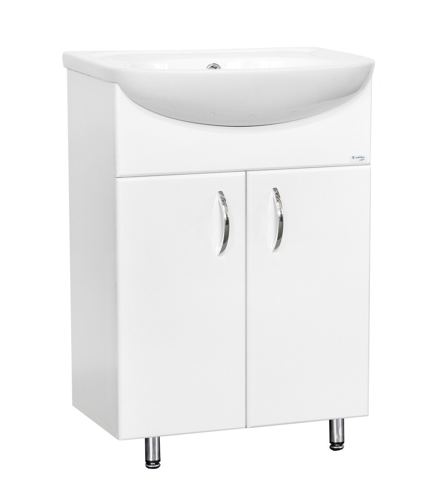 Подстолье SANTREK HOME "СИТИ NEW-55" (Белый) 2 двери под умывальник "Уют-55" 487х800х303