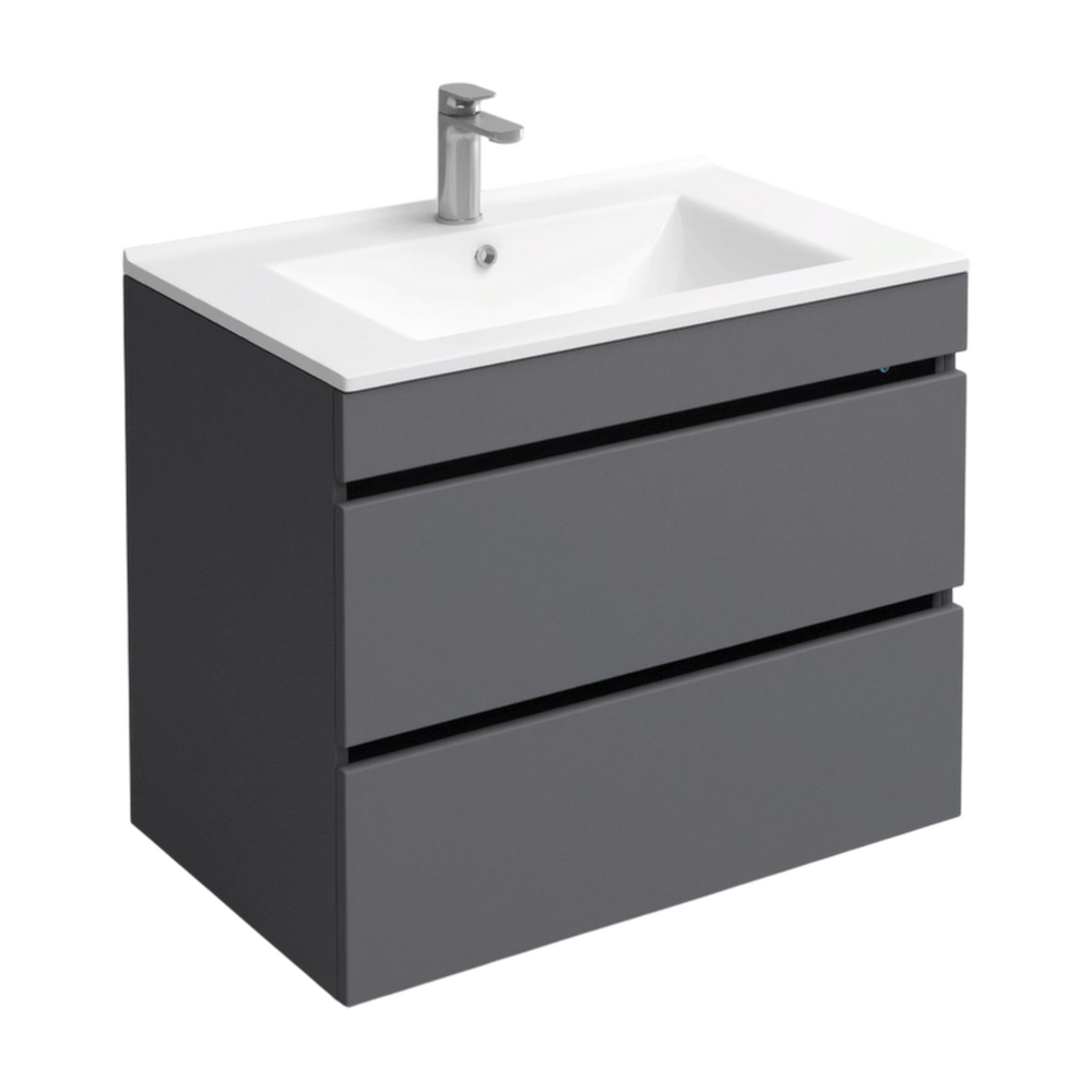 Подстолье подвесное Holler "Aura-70" (графит) с подсветкой 2 ящика под раковину "Holler E70" 712х580х450