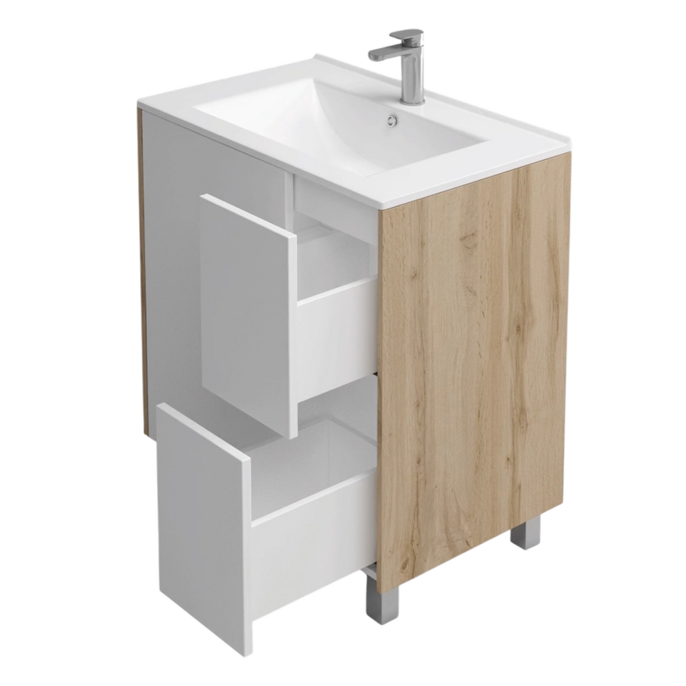 Подстолье Holler "Chic-70" Серый камень 1 дверь 2 ящика под раковину "Holler E70" 712х680х450