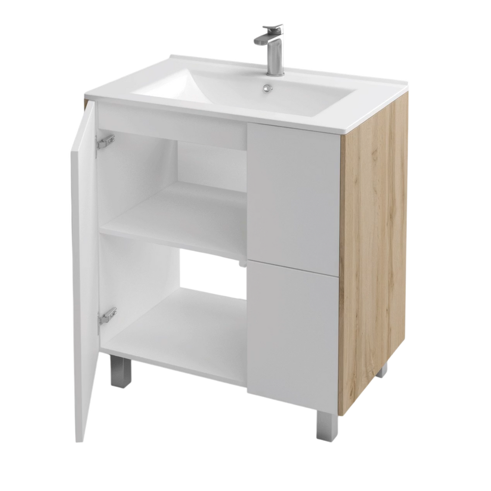 Подстолье Holler "Chic-70" Серый камень 1 дверь 2 ящика под раковину "Holler E70" 712х680х450