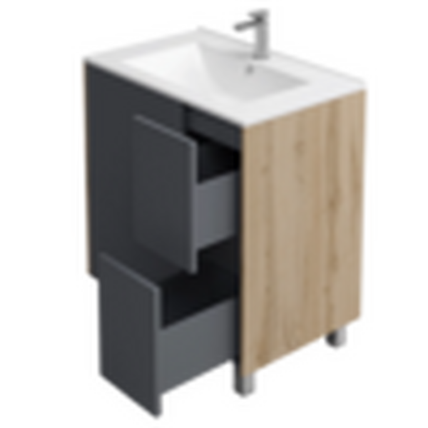 Подстолье Holler "Classy-70" (графит) 1 дверь 2 ящика под раковину "Holler E70" 712х780х450