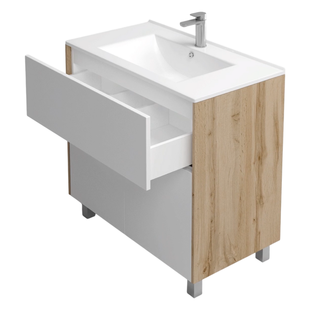 Подстолье Holler "Chic-80" Серый камень 1 ящик 2 двери под раковину "Holler E80" 812х780х450