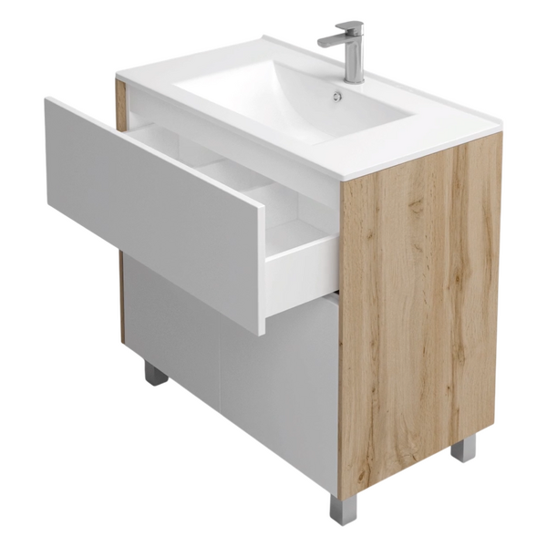 Подстолье Holler "Chic-80" Серый камень 1 ящик 2 двери под раковину "Holler E80" 812х780х450