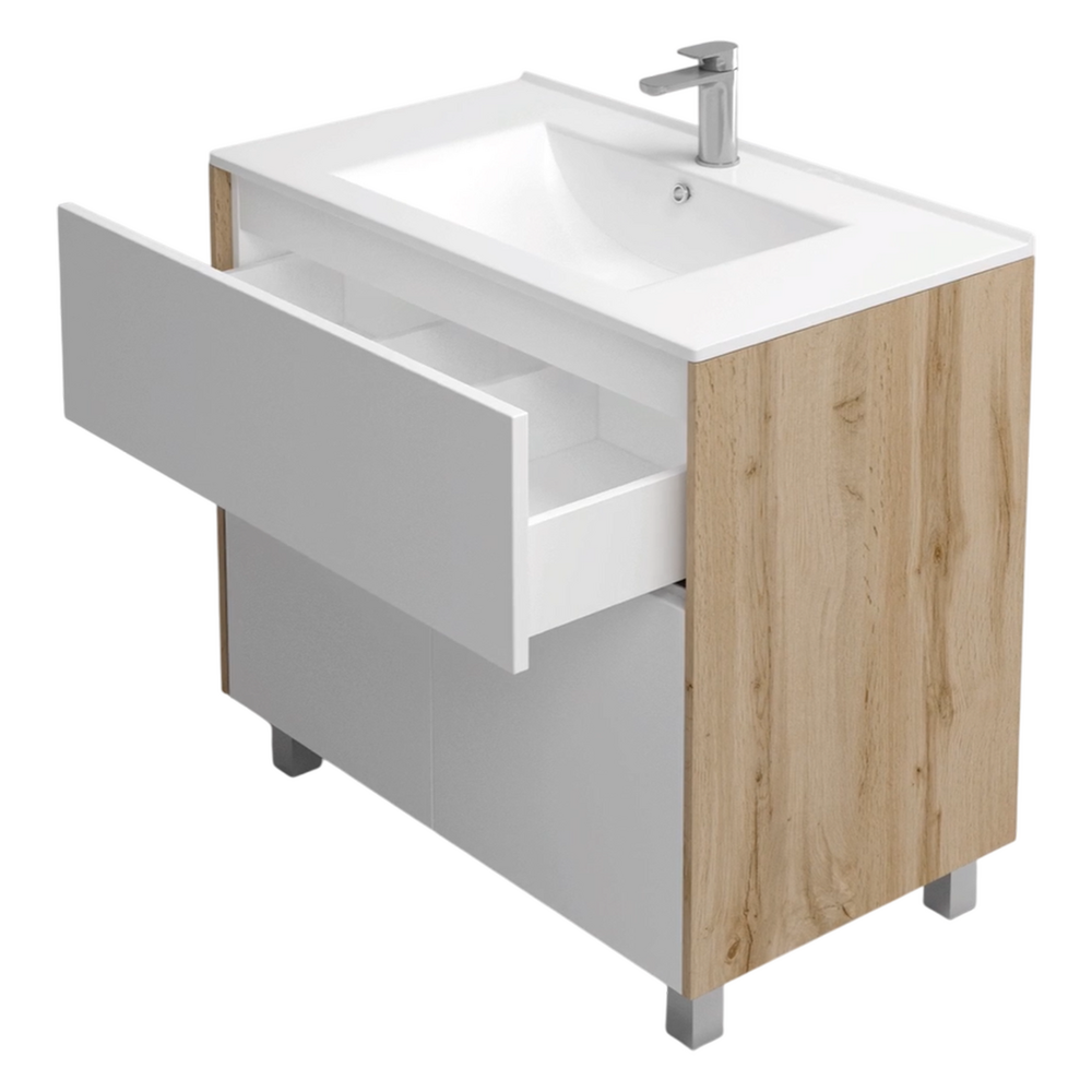 Подстолье Holler "Chic-90" Серый камень 1 ящик 2 двери под раковину "Holler E90" 912х780х450