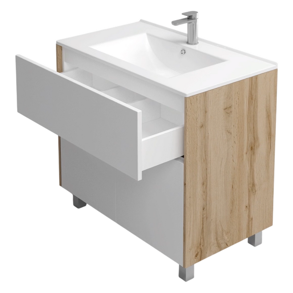 Подстолье Holler "Chic-90" Серый камень 1 ящик 2 двери под раковину "Holler E90" 912х780х450