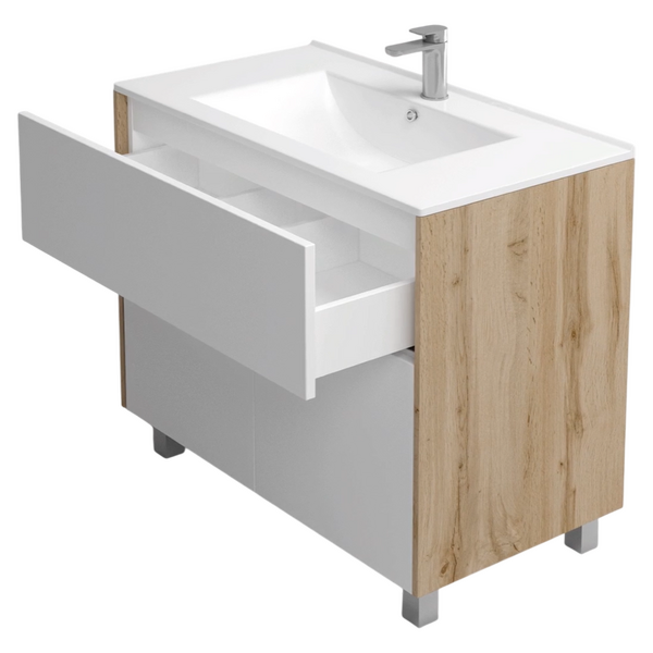 Подстолье Holler "Chic-100" Серый камень 1 ящик 2 двери под раковину "Holler E100" 1012х780х450