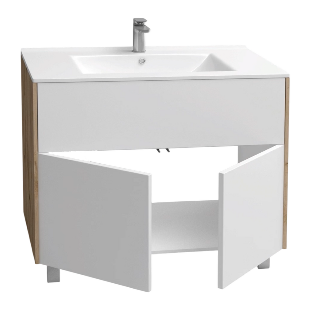 Подстолье Holler "Chic-100" Серый камень 1 ящик 2 двери под раковину "Holler E100" 1012х780х450