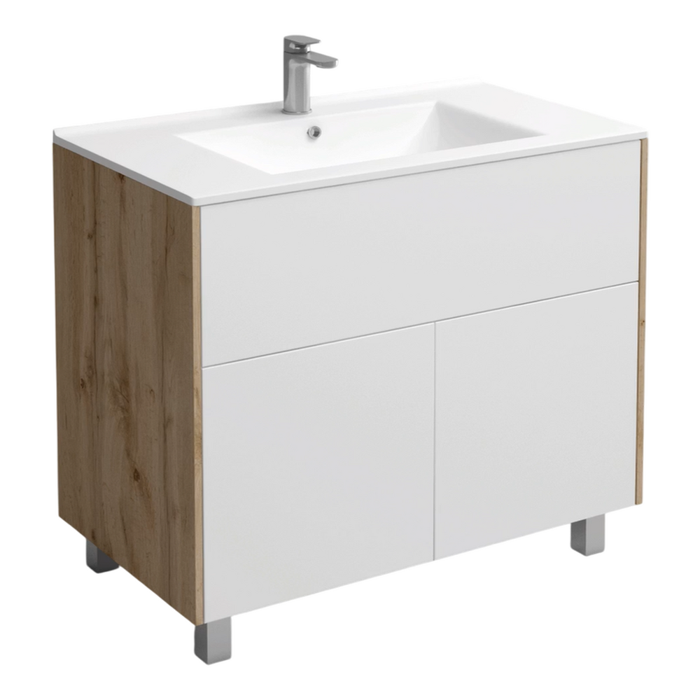 Подстолье Holler "Chic-100" Серый камень 1 ящик 2 двери под раковину "Holler E100" 1012х780х450